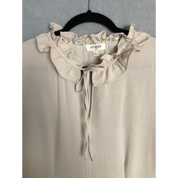 Umgee Ruffle Top Women's Large Tie Front Cream - Picture 3 of 7